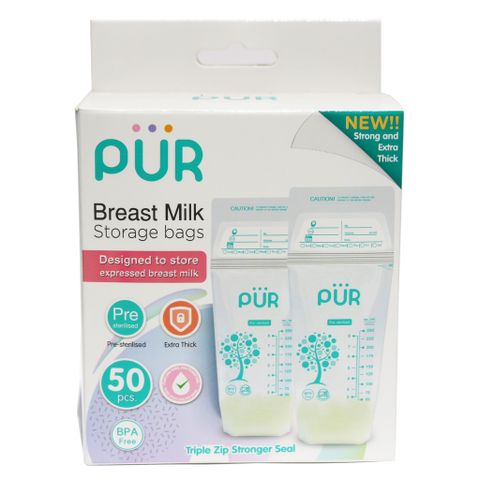  Combo 2 hộp Túi trữ sữa Pur (50 túi/hộp) + 2 hộp bình trữ sữa Pur (3 bình/hộp) + tặng 1 gói tã bỉm cho bé 