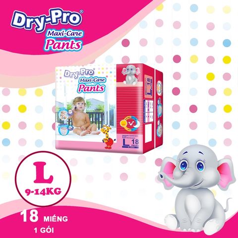  Tã/bỉm quần Dry-Pro siêu thấm hút nhập khẩu Malaysia size L (9kg - 14kg) - Gói 18 miếng 