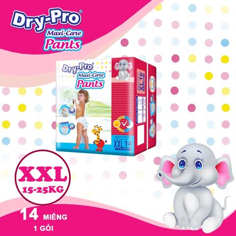  Tã/bỉm quần Dry-Pro siêu thấm hút nhập khẩu Malaysia size XXL (15kg - 25kg) - Gói 14 miếng 