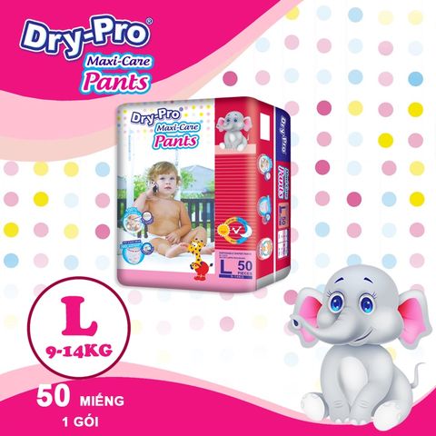  Tã/bỉm quần Dry-Pro siêu thấm hút nhập khẩu Malaysia size L50 (9kg - 14kg) - Gói 50 miếng 