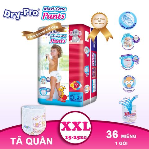  Combo tã/bỉm quần Dry-Pro XXL36 (15kg-25kg) + tặng Túi nước rửa bình sữa Pur 450ml 