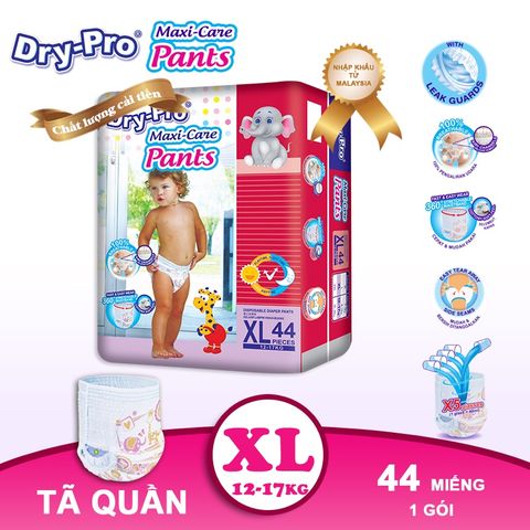  Combo tã/bỉm quần Dry-Pro XL44 (12kg-17kg) + tặng Túi nước rửa bình sữa Pur 450ml 