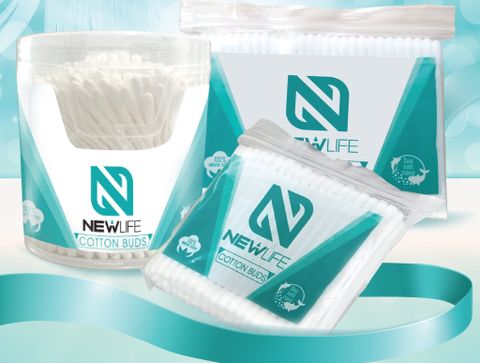 Tăm bông thân nhựa muối biển Newlife túi 100pcs