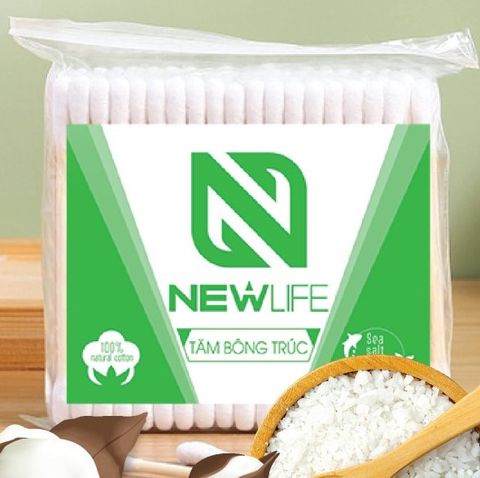 Tăm bông thân trúc muối biển Newlife túi 100pcs