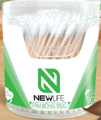 Tăm bông thân trúc muối biển Newlife hộp 200pcs