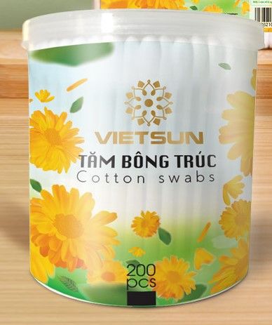 Tăm bông thân trúc Vietsun hộp 200pcs