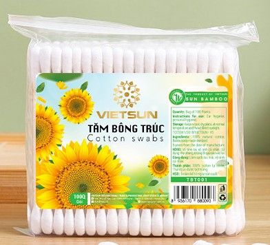 Tăm bông thân trúc VietSun túi 100pcs