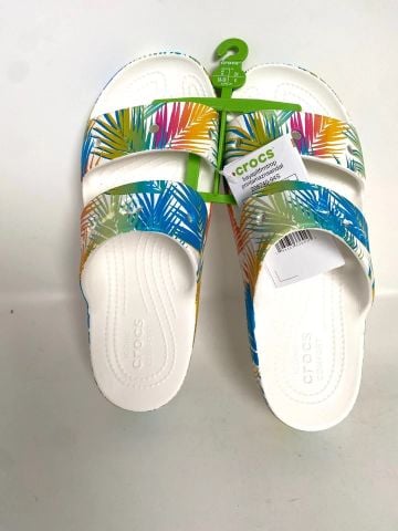 Crocs Baya Platform Slide Sandal – White Multi Color Leaves | Nàng thơ mùa hè