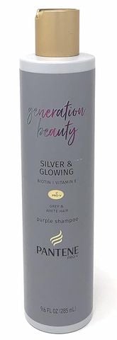 [Mỹ] Dầu gội tím cho tóc qua xử lý tẩy lên màu xám khói, bạch kim Pantene Pro-V Generation Beauty Silver & Glowing Purple 285 mL