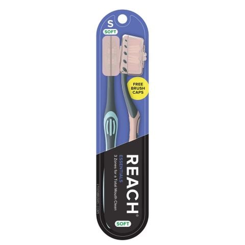 Bàn chải đánh răng đa góc độ có nắp bảo vệ REACH (1 vỉ 2 cây) [Mỹ]