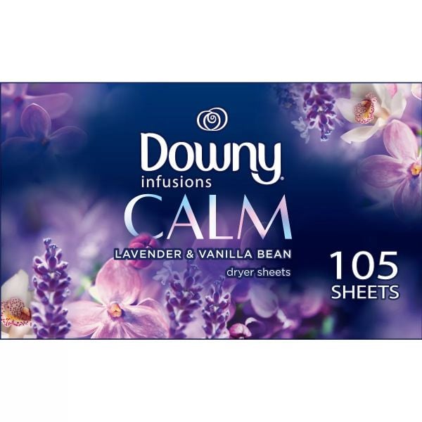 Giấy thơm sấy làm mềm vải hương hoa oải hương Downy Infusions 105 tờ [Mỹ]