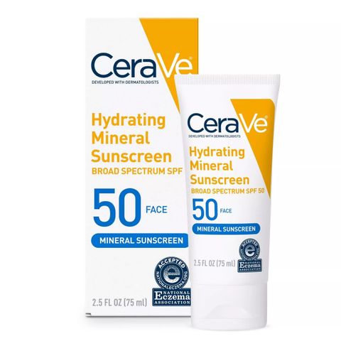 [Mỹ] Kem chống nắng vật lý 100% khoáng chất dưỡng ẩm, không gây mụn CeraVe Hydrating Mineral SPF 50 75mL