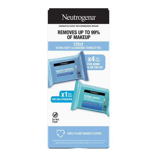 Khăn Tẩy Trang Neutrogena 125 Miếng (5 gói) Sạch Sâu, Dịu Nhẹ Cho Da Nhạy Cảm