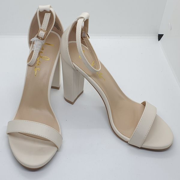 Sandal Lulus Taylor Ivory Satin trắng cao 10 phân - size 6.5 (37)