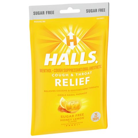Kẹo ngậm giảm ho và làm dịu đau họng Halls Cough Drops [Mỹ]