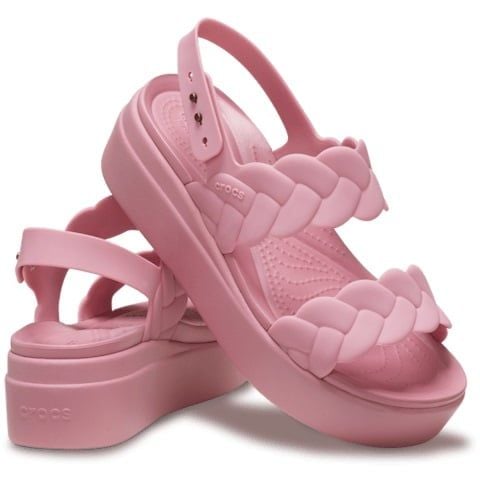 Crocs Brooklyn Woven Low Wedge – Sandal nữ đế xuồng êm ái - Hồng
