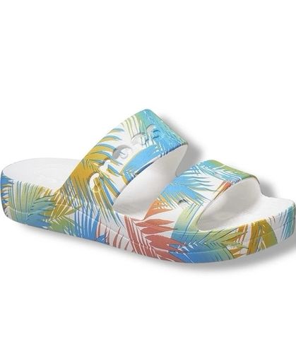 Crocs Baya Platform Slide Sandal – White Multi Color Leaves | Nàng thơ mùa hè
