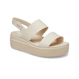 Sandal Quai Ngang Đế Xuống, Thanh Lịch, Thời Trang Crocs Brooklyn Bản Mỹ (trắng ngà)