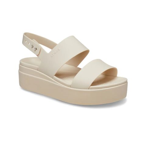 Sandal Quai Ngang Đế Xuống, Thanh Lịch, Thời Trang Crocs Brooklyn Bản Mỹ (trắng ngà)