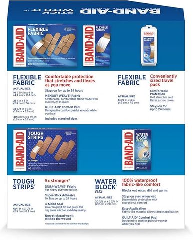 Băng Cá Nhân Band-Aid nhiều Kích Cỡ – Hộp 198 Miếng