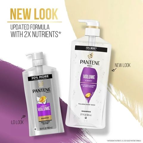 Dầu gội dưỡng ẩm, tăng độ phồng và độ dày cho tóc mỏng Pantene Pro-V Volume & Body 820 mL [Mỹ]