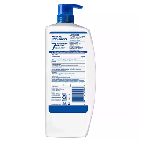 Head & Shoulders 2-in-1 Shampoo & Conditioner với Dầu Dừa & Nha Đam 1.18L - Giải Pháp Hoàn Hảo Cho Tóc Sạch Gàu, Mềm Mượt