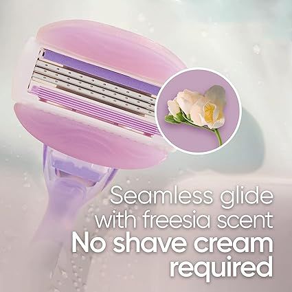 Dao cạo lông tích hợp sẵn gel hương hoa lan với 2 đầu thay dành cho nữ Venus ComfortGlide Freesia [Mỹ]