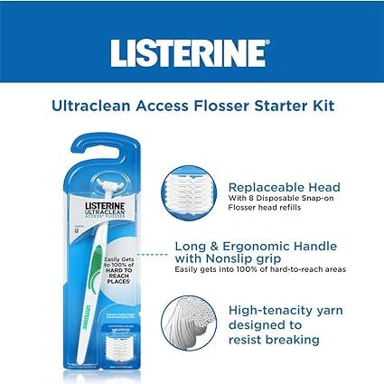 Bộ tăm xỉa răng gồm tay cầm và chỉ nha khoa thay thế Listerine [Mỹ]
