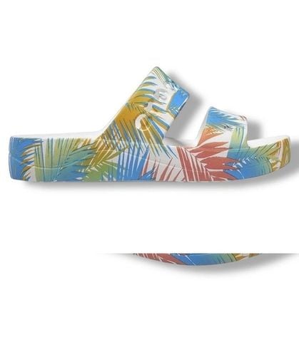 Crocs Baya Platform Slide Sandal – White Multi Color Leaves | Nàng thơ mùa hè