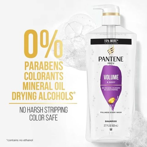 Dầu gội dưỡng ẩm, tăng độ phồng và độ dày cho tóc mỏng Pantene Pro-V Volume & Body 820 mL [Mỹ]