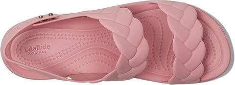 Crocs Brooklyn Woven Low Wedge – Sandal nữ đế xuồng êm ái - Hồng
