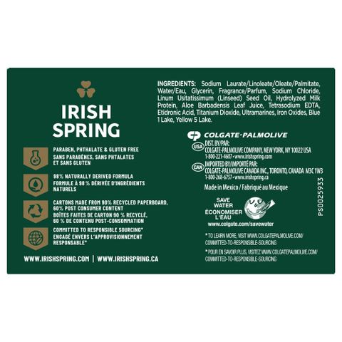 Xà bông cục dưỡng ẩm tinh chất nha đam Irish Spring Mỹ dành cho nam giới