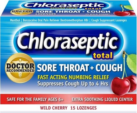 Kẹo ngậm viêm họng Chloraseptic  Sore Throat Mỹ 15 viên / 1 hộp