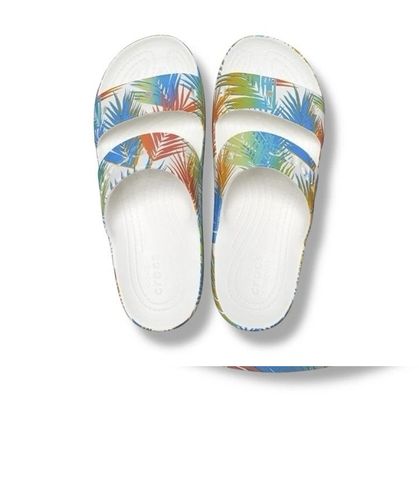 Crocs Baya Platform Slide Sandal – White Multi Color Leaves | Nàng thơ mùa hè