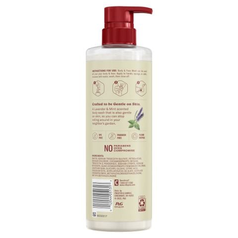 Sữa tắm và rửa mặt cho Nam Old Spice Gentle Man's hương Oải hương & Bạc hà 500 mL [Mỹ]