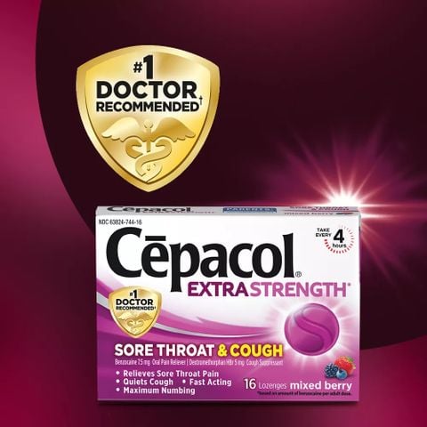 Kẹo ngậm giảm viêm họng và ho Cepacol [Mỹ] 16 viên