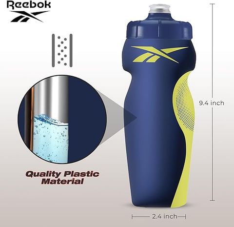 Bình đựng nước bóp thân với thiết kế thể thao Reebok 680mL [Auth]