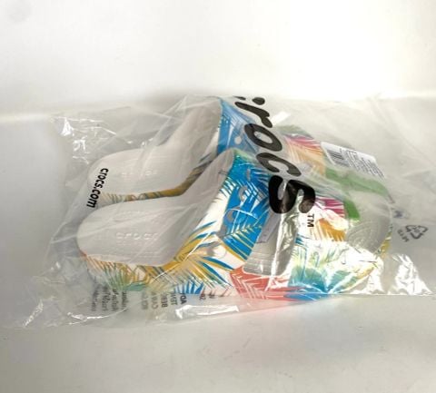 Crocs Baya Platform Slide Sandal – White Multi Color Leaves | Nàng thơ mùa hè