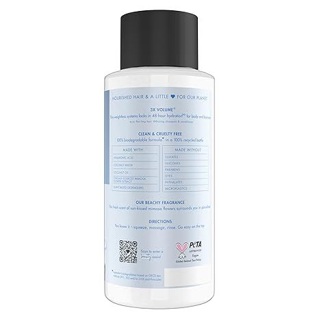 Dầu gội, dầu xả tăng cường độ dày, ẩm, mượt cho tóc mỏng Love beauty & planet Coconut Water & Mimosa Flower 400 mL Mỹ