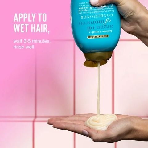 Dầu gội, xả cấp ẩm và phục hồi tóc hư tổn, giảm gãy rụng OGX Extra Strength Hydrate & Repair + Argan Oil of Morocco 385 mL