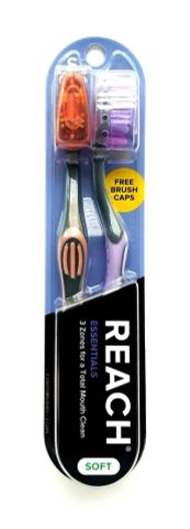 Bàn chải đánh răng đa góc độ có nắp bảo vệ REACH (1 vỉ 2 cây) [Mỹ]