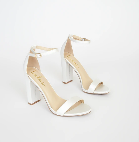Sandal Lulus Taylor Ivory Satin trắng cao 10 phân - size 6.5 (37)