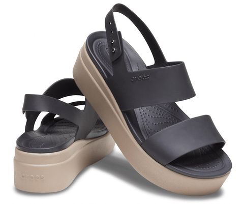 Sandal Quai Ngang Đế Xuống, Thanh Lịch, Thời Trang Crocs Brooklyn Bản Mỹ (đen)