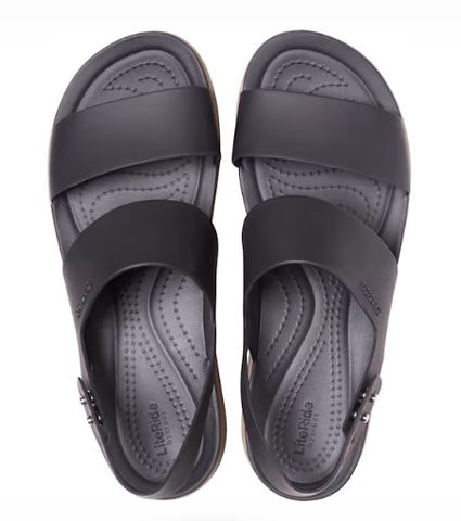 Sandal Quai Ngang Đế Xuống, Thanh Lịch, Thời Trang Crocs Brooklyn Bản Mỹ (đen)