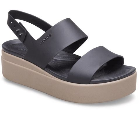 Sandal Quai Ngang Đế Xuống, Thanh Lịch, Thời Trang Crocs Brooklyn Bản Mỹ (đen)