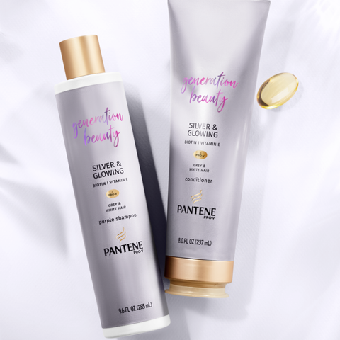 [Mỹ] Dầu gội tím cho tóc qua xử lý tẩy lên màu xám khói, bạch kim Pantene Pro-V Generation Beauty Silver & Glowing Purple 285 mL