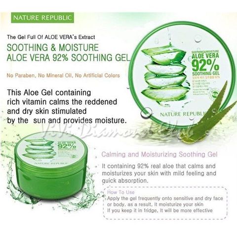 Gel lô hội (nha đam) Aloe Vera 92% Soothing Gel Nature Republic