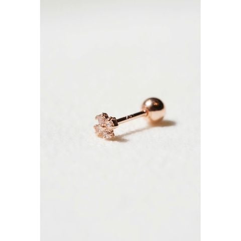  [ancafe.shop]1 chiếc hoa tai vàng 14k,hoa 4 lá đá moissanite 