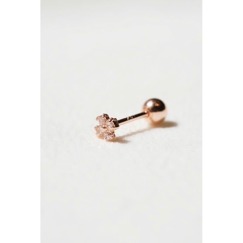 [ancafe.shop]1 chiếc hoa tai vàng 14k,hoa 4 lá đá moissanite