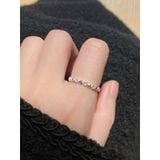 Nhẫn bạc nữ tim sen kẽ nhau đáng yêu,xinh xắn